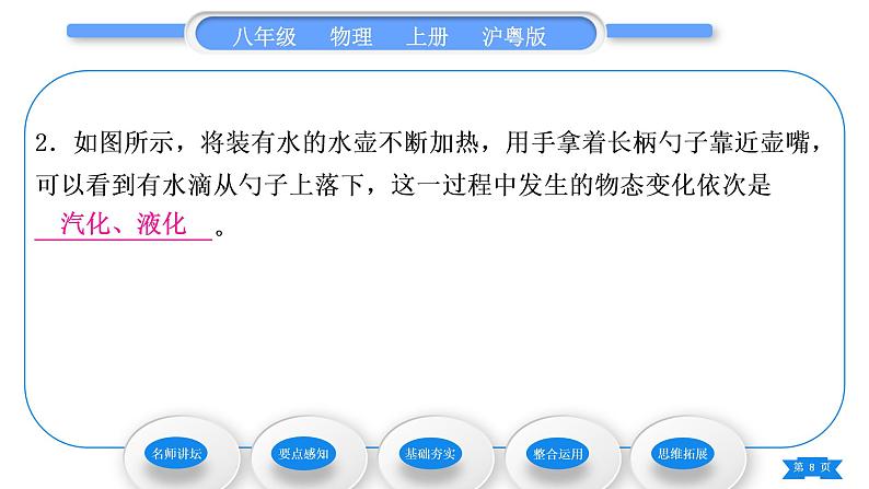 粤沪版八年级物理上第四章物质的形态及其变化4.2探究汽化和液化的特点第2课时液化习题课件08