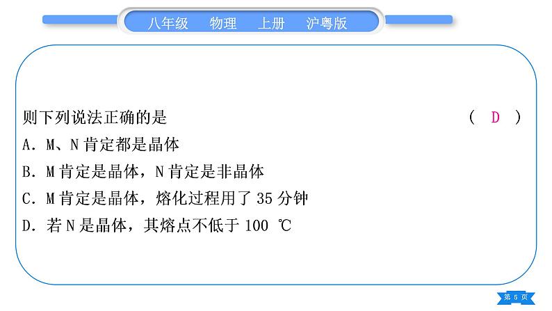 粤沪版八年级物理上第四章物质的形态及其变化专题四物态变化图像习题课件第5页