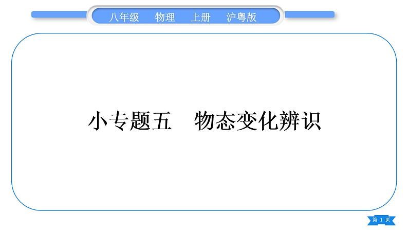 粤沪版八年级物理上第四章物质的形态及其变化专题五物态变化辨识习题课件第1页