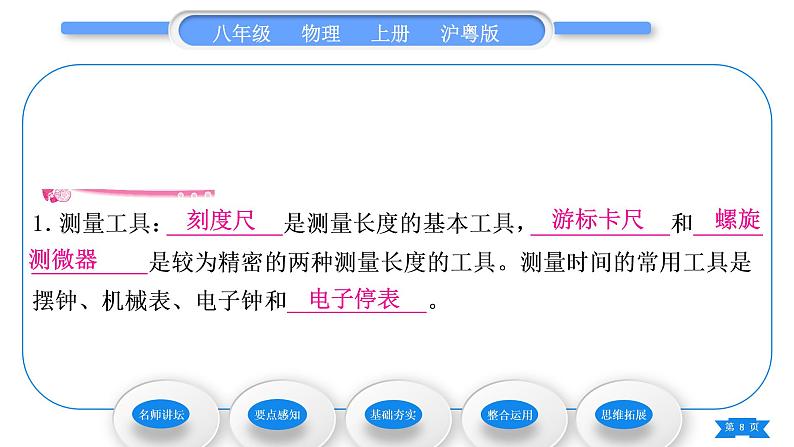 粤沪版八年级物理上第一章走进物理世界1.2测量长度和时间习题课件08