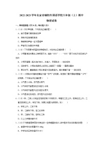 北京市朝阳外国语学校2022-2023学年上学期八年级物理期中考试试卷(含答案)