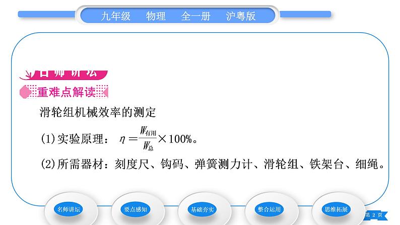 粤沪版九年级物理第十一章机械功与机械能11.3如何提高机械效率第2课时测量机械效率习题课件第2页