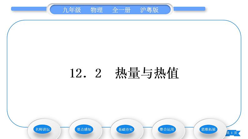 粤沪版九年级物理第十二章内能与热机12.2热量与热值习题课件第1页