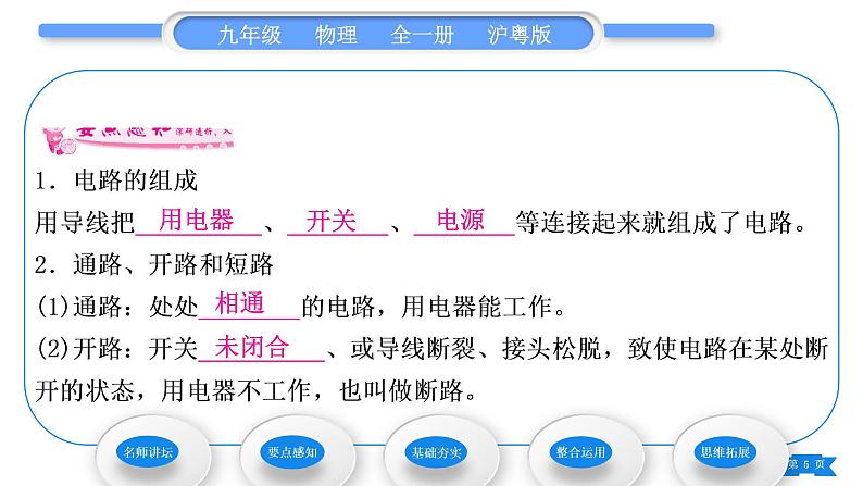 粤沪版九年级物理第十三章探究简单电路13.2电路的组成和连接方式第1课时电路、电路图习题课件05