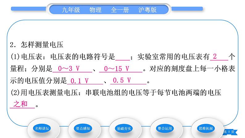 粤沪版九年级物理第十三章探究简单电路13.5怎样认识和测量电压习题课件第7页