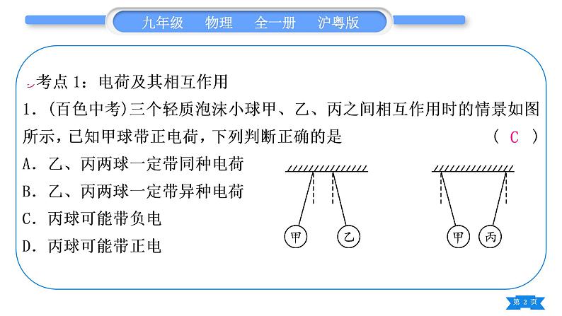 粤沪版九年级物理第十三章探究简单电路复习与提升习题课件第2页