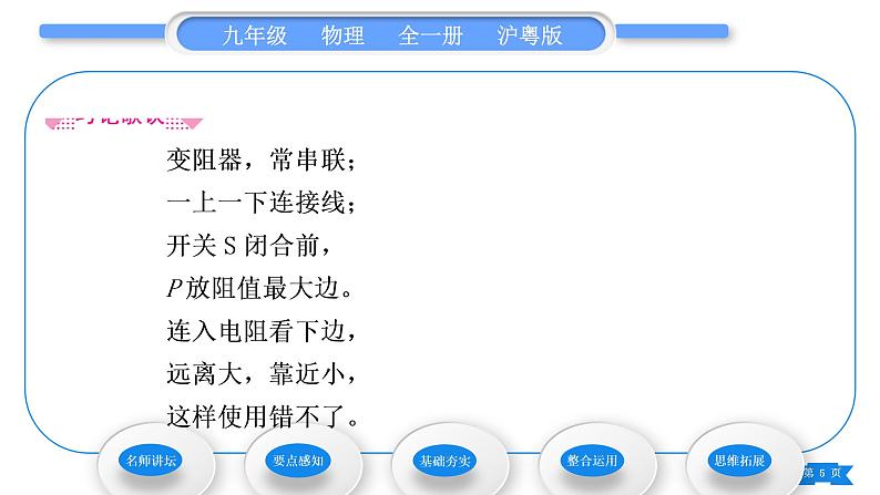 粤沪版九年级物理第十四章探究欧姆定律14.1怎样认识电阻第2课时电阻器习题课件第5页