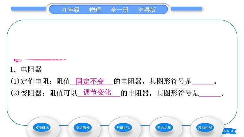 粤沪版九年级物理第十四章探究欧姆定律14.1怎样认识电阻第2课时电阻器习题课件第6页