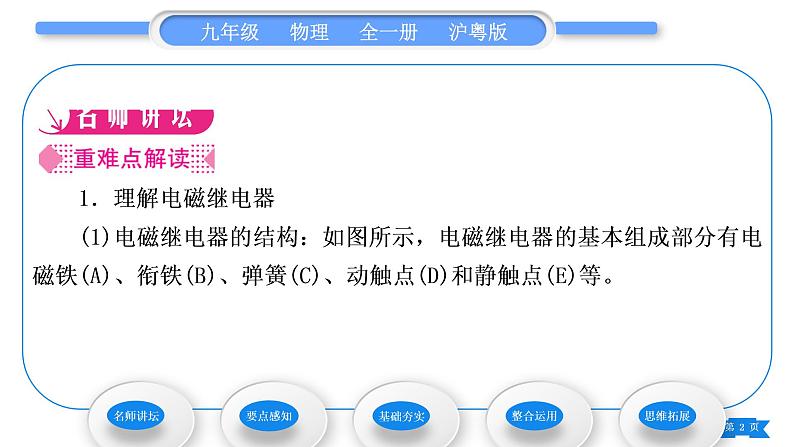 粤沪版九年级物理第十六章电磁铁与自动控制16.4电磁继电器与自动控制习题课件第2页