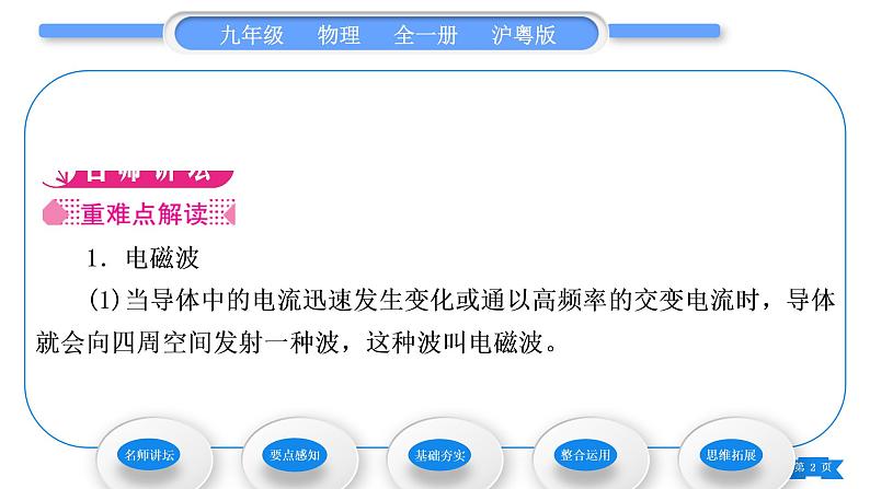 粤沪版九年级物理第十九章电磁波与信息时代19.1最快的“信使”习题课件第2页