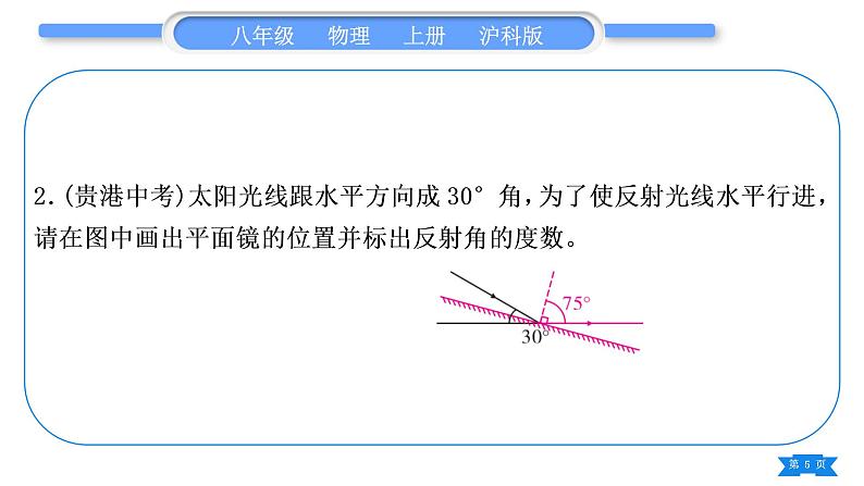 沪科版八年级物理上第四章多彩的光专题六光学作图习题课件05