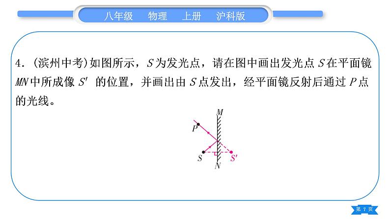 沪科版八年级物理上第四章多彩的光专题六光学作图习题课件07