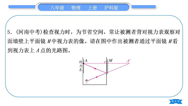 沪科版八年级物理上第四章多彩的光专题六光学作图习题课件08