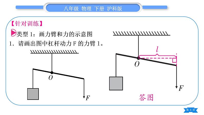 沪科版八年级物理下第十章机械与人专题六杠杆作图习题课件第5页