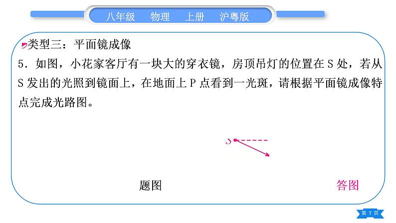 粤沪版八年级物理上第三章光和眼睛专题二光学作图习题课件07