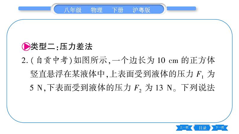 粤沪版八年级物理下第九章浮力与升力专题八浮力的计算习题课件第5页