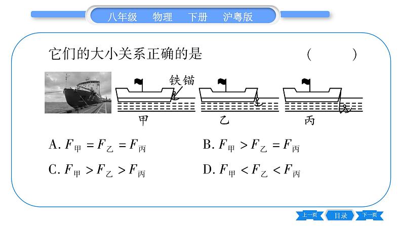 粤沪版八年级物理下第九章浮力与升力中考热点专练习题课件05