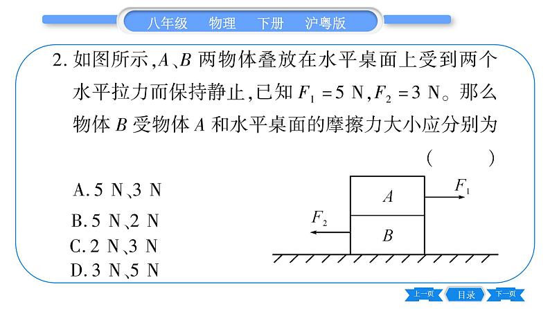 粤沪版八年级物理下第七章运动和力专题四运动和力的关系习题课件03