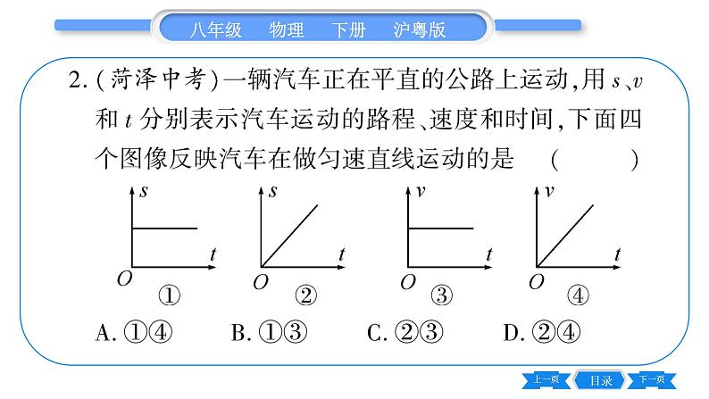 粤沪版八年级物理下专题一坐标图像题习题课件第3页