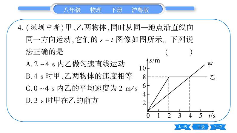 粤沪版八年级物理下专题一坐标图像题习题课件第6页