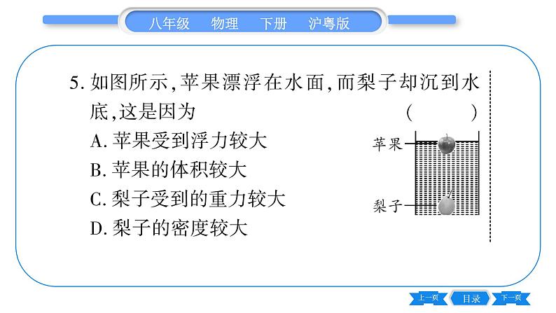粤沪版八年级物理下单元周周测十  (第九章)习题课件第6页