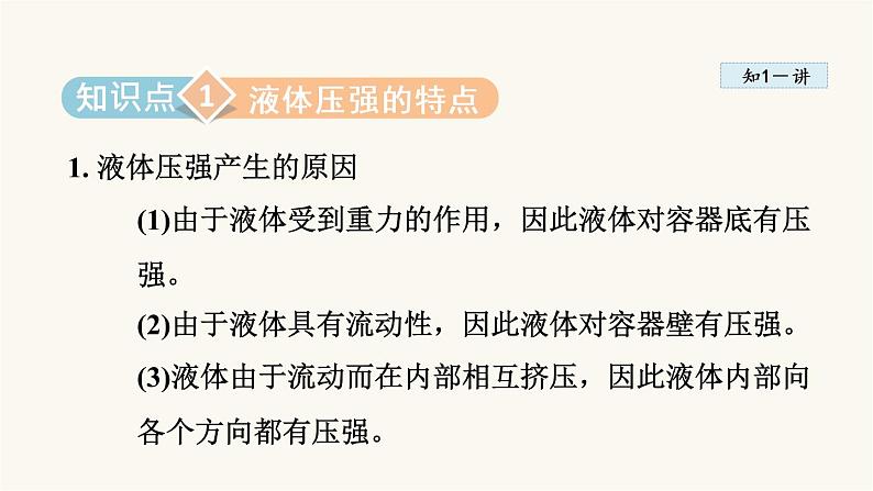 人教版八年级物理下册9-2液体的压强教学课件第3页