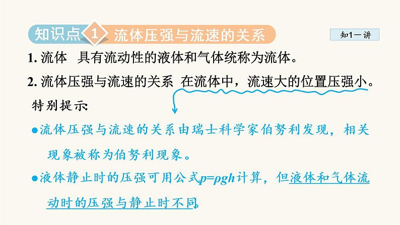 人教版八年级物理下册9-4流体压强与流速的关系教学课件第3页