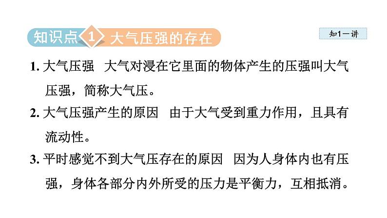 人教版八年级物理下册9-3大气的压强教学课件第3页