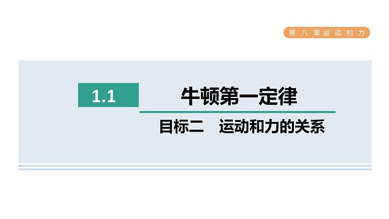 人教版八年级物理下册8-1-1目标二运动和力的关系课件第1页