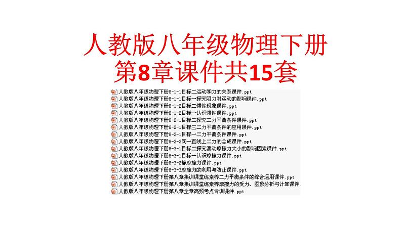 人教版八年级物理下册第8章课件共15套第1页