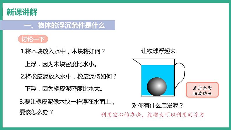 第9章 浮力与升力 第3节 研究物体的沉浮条件 第1课时 物体的沉浮条件第4页