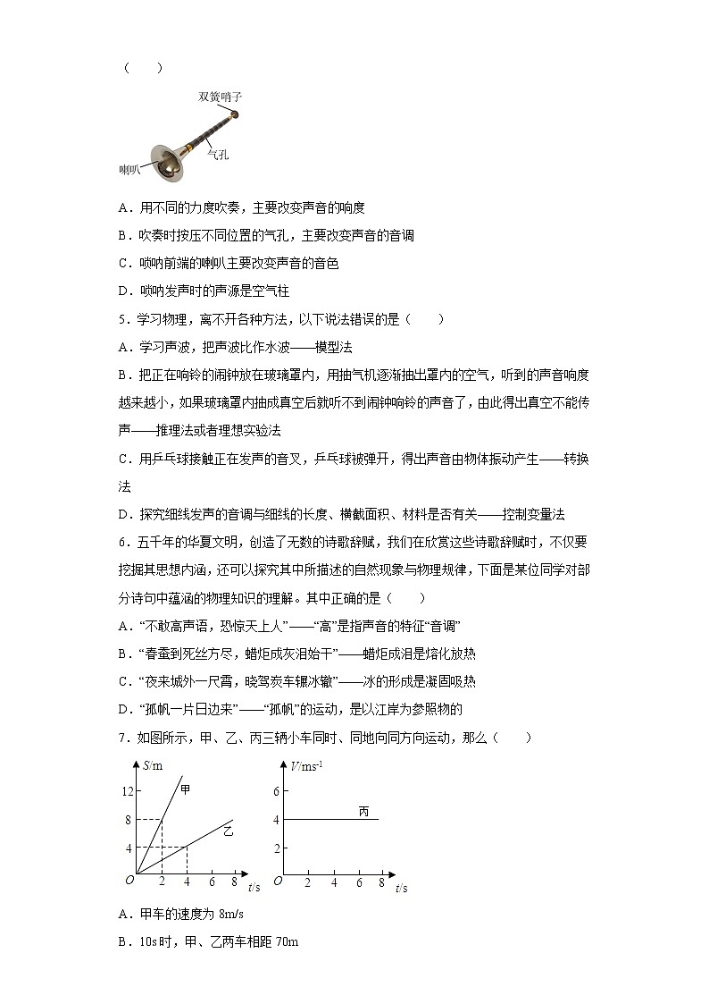 山东省聊城市阳谷县2022-2023学年八年级上学期期中物理试题(含答案)第2页