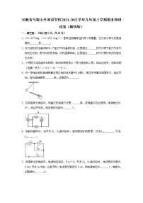 安徽省马鞍山外国语学校2021-2022学年九年级上学期期末物理试卷