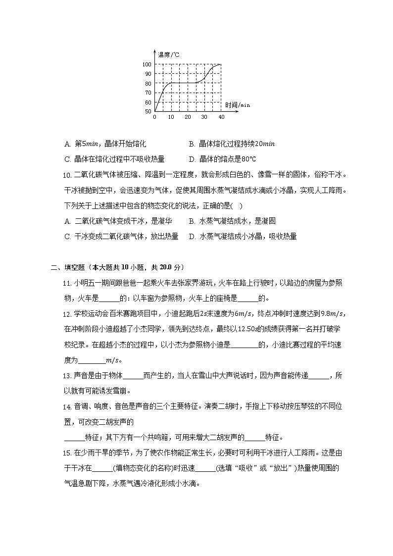 云南省玉溪市峨山县小街中学2022-2023学年八年级上学期期中物理试卷(含答案)第2页