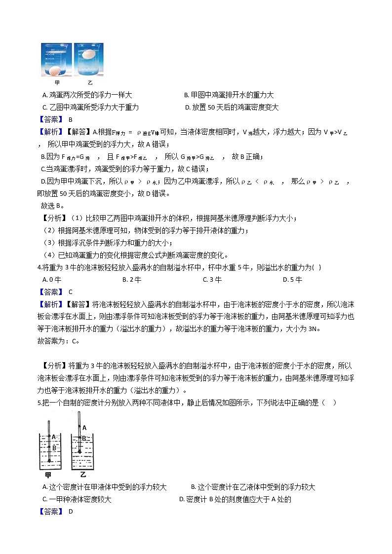 中考专题训练---物体的沉浮条件附详细解析教师版第2页