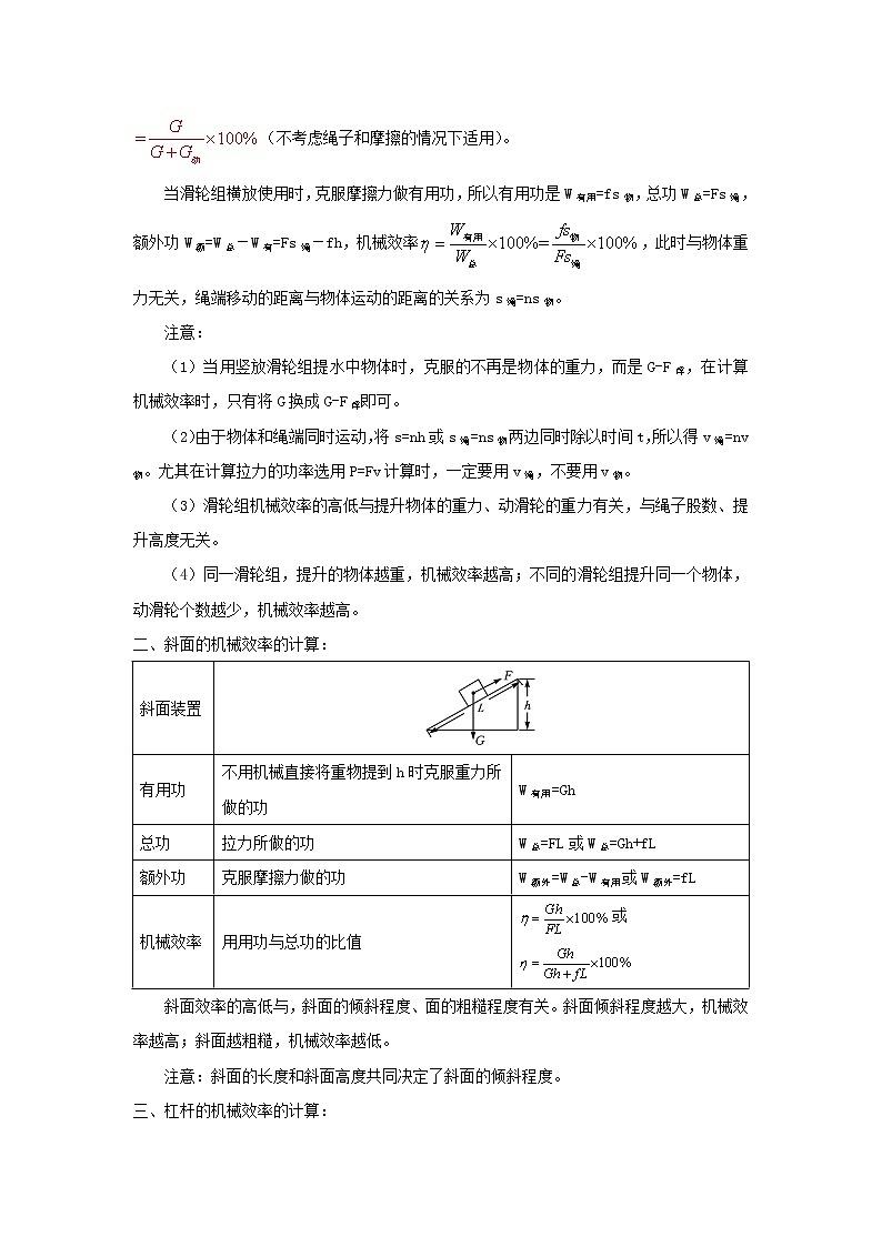 中考物理高频重难点考点专题解读与训练专题11机械效率的计算含解析02