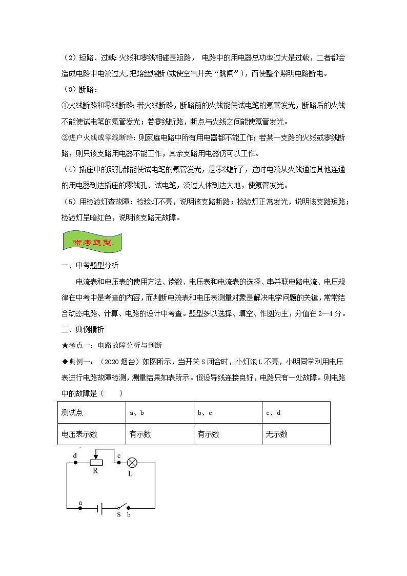 中考物理高频重难点考点专题解读与训练专题15电路故障含解析03