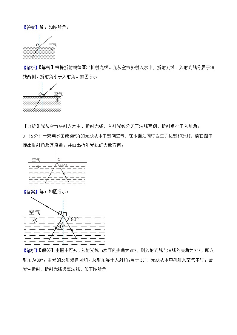 人教版2022年中考物理真题汇编：光学作图附解析教师版02