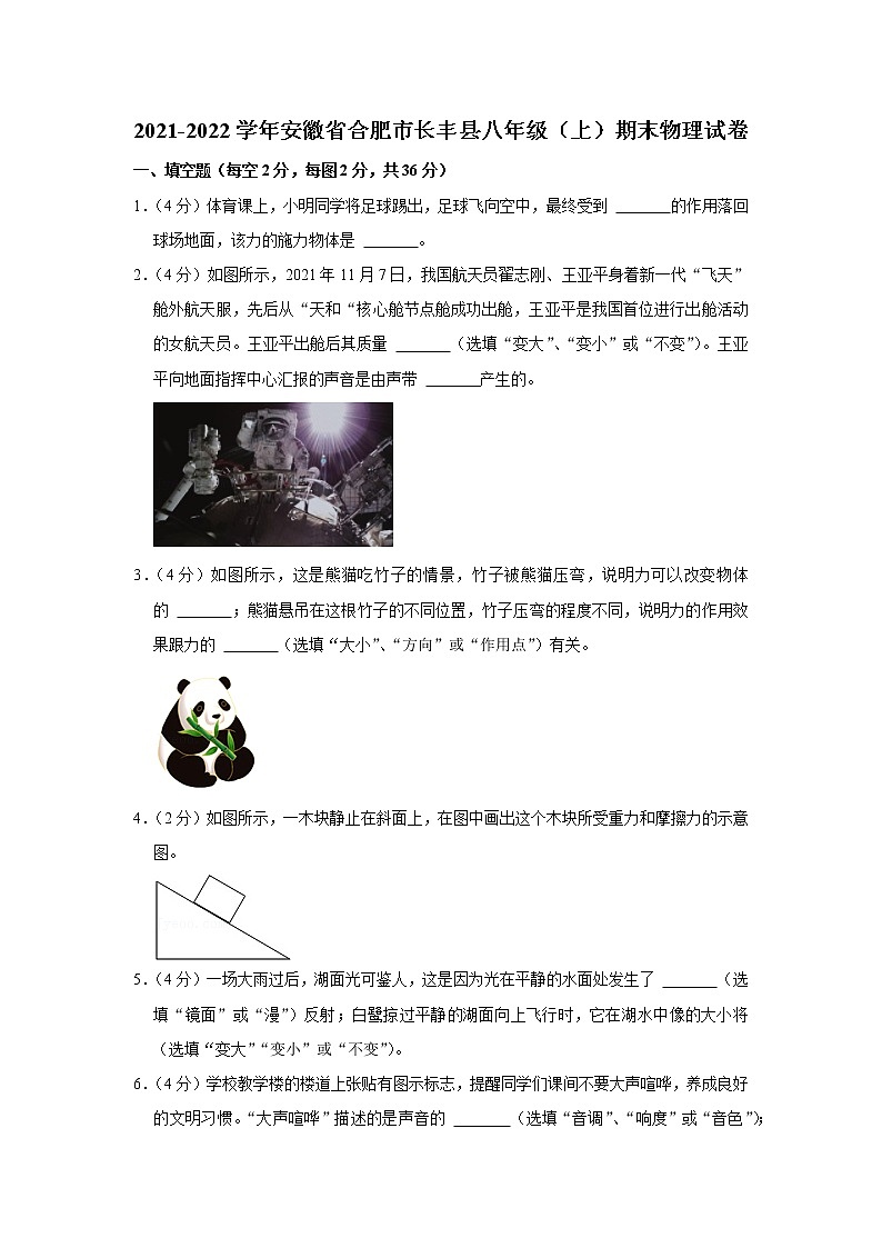 安徽省合肥市长丰县2021-2022学年八年级上学期期末物理试题01