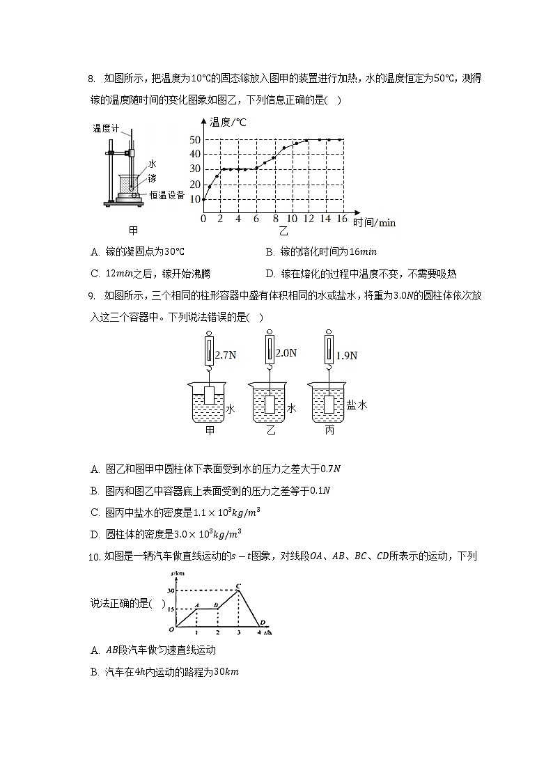 陕西省渭南市大荔县婆合初级中学2021-2022学年八年级上学期期末物理试卷(含答案)第3页