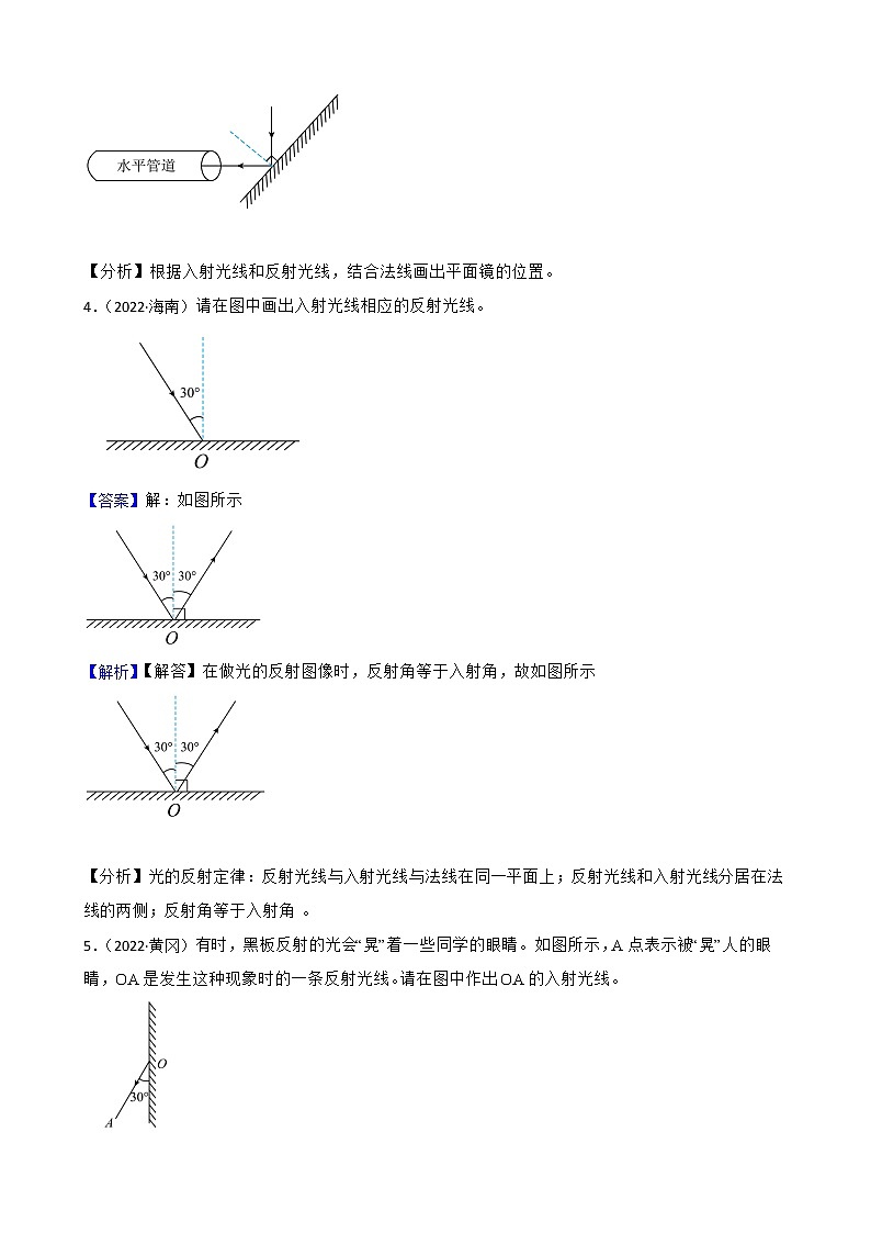 2022年中考物理真题汇编：光现象作图附解析教师版第3页