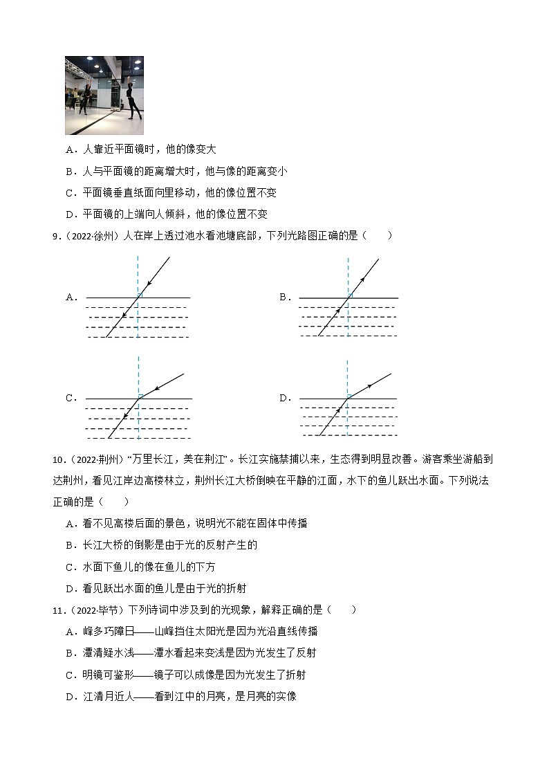 北师大版2022年中考物理真题分类汇编：光现象附解析03