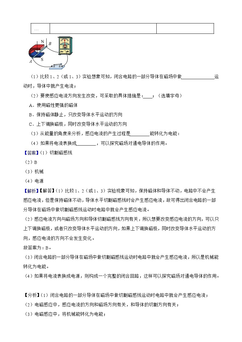 2021-2022年中考物理真题汇编：电与磁实验专题附解析教师版第3页