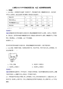 人教版2022年中考物理真题汇编：电压 电阻附解析