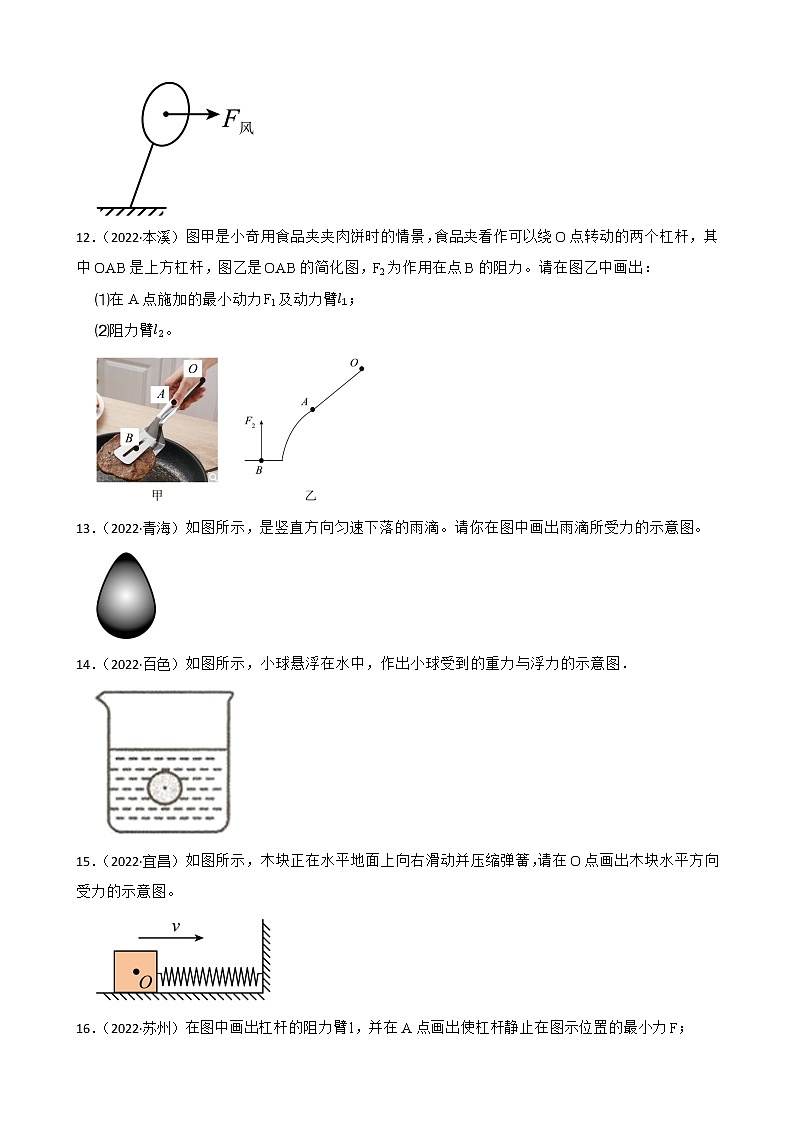 人教版2022年中考物理真题汇编：力学作图附解析03