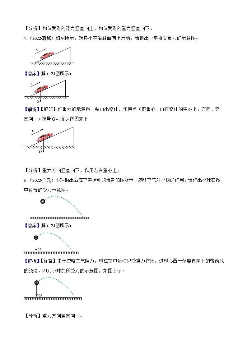 人教版2022年中考物理真题汇编：力学作图附解析03