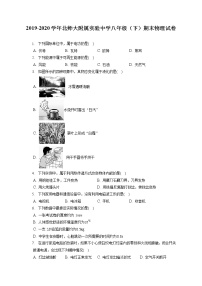 北师大附属实验中学2019-2020学年八年级下学期期末物理试题