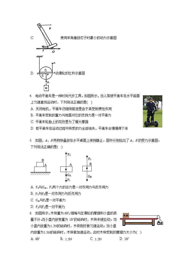 广东省中大附中2019-2020学年八年级下学期期末物理试题第2页