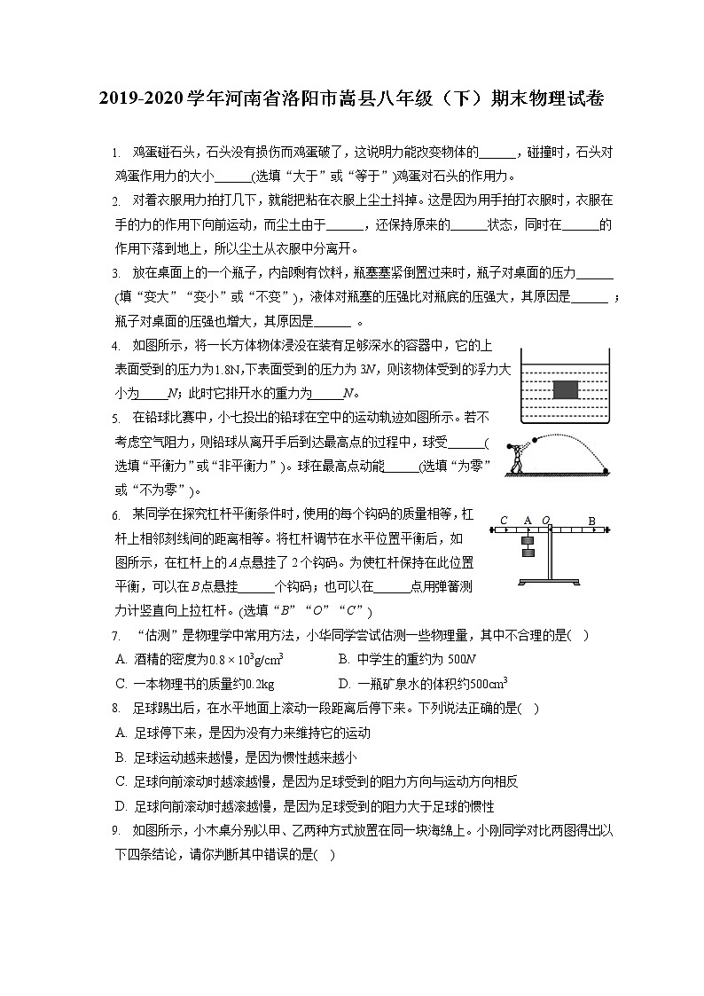 河南省洛阳市嵩县2019-2020学年八年级下学期期末物理试题01