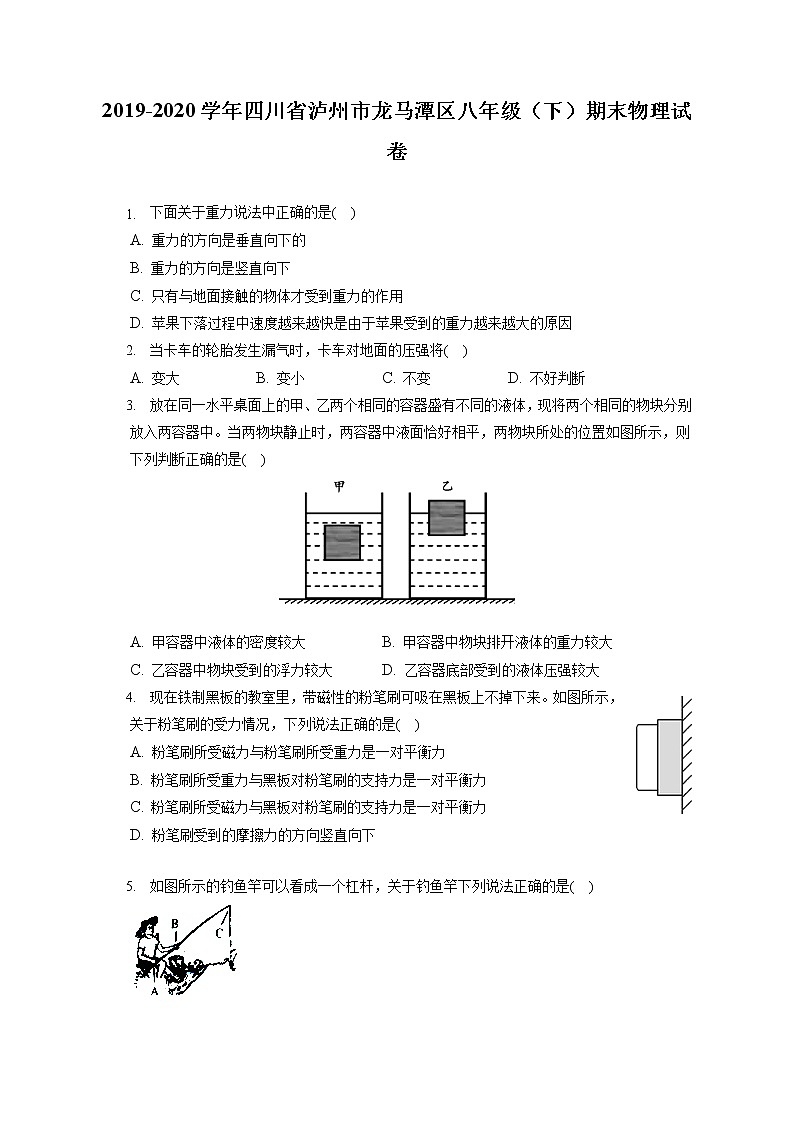 四川省泸州市龙马潭区2019-2020学年八年级下学期期末物理试题01